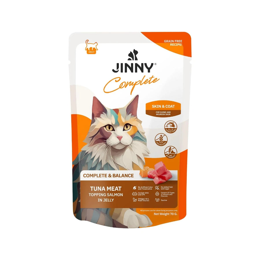JINNY Tuna Meat Topping Salmon in Jelly Wet Cat Food 70g (Pack of 12)