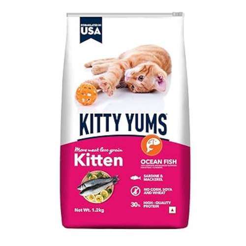 Kitty Yums Kitten Ocean Fish (1-12 Months) Dry Cat Food - 1.2kg