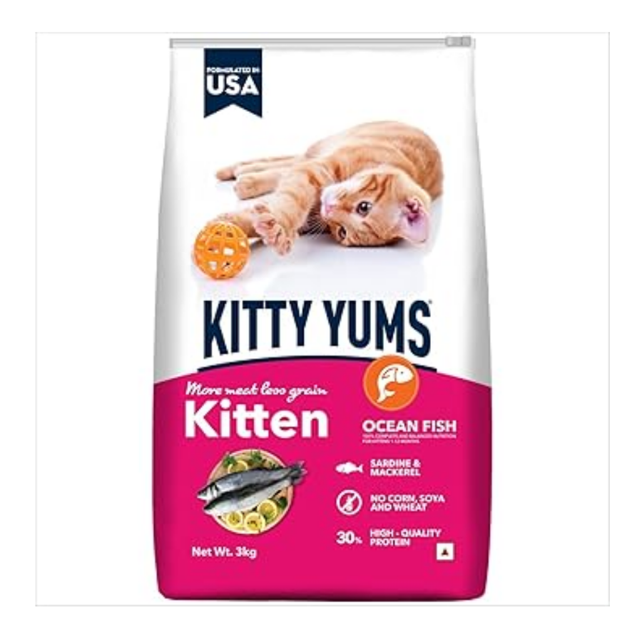 Kitty Yums Kitten Ocean Fish (1-12 Months) Dry Cat Food - 3kg