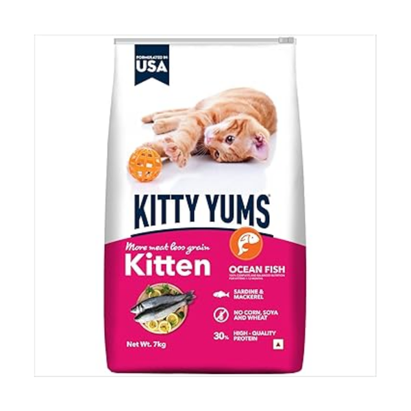 Kitty Yums Kitten Ocean Fish (1-12 Months) Dry Cat Food - 7kg Ingredients