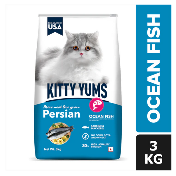 Kitty Yums Persian Adult Dry Cat Food, Ocean Fish, 3kg Pack Ingredients