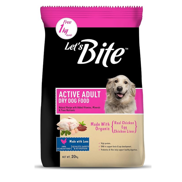 Let's Bite Active Adult Dry Dog Food- 20Kg Ingredients