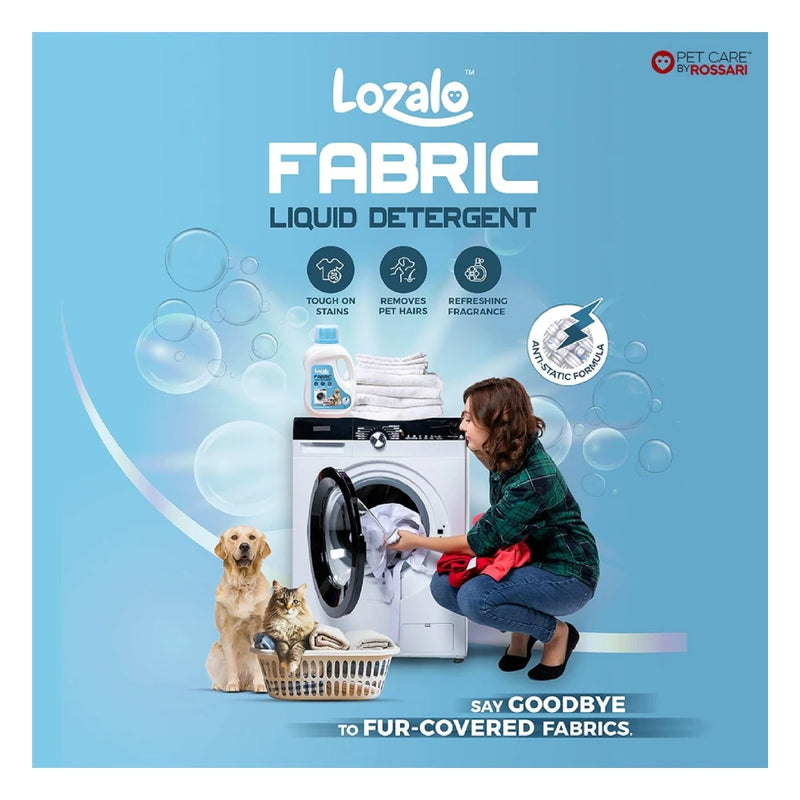 Lozalo 1Ltr Fabric Liquid Detergent for Dog & Cat Clothes | Say Goodbye to Fur-Covered Fabrics | Refreshing Fragrance, Antistatic Formula, Pet-Friendly Stain Remover | Cloth Detergent | Pack Of 1 - Image 7