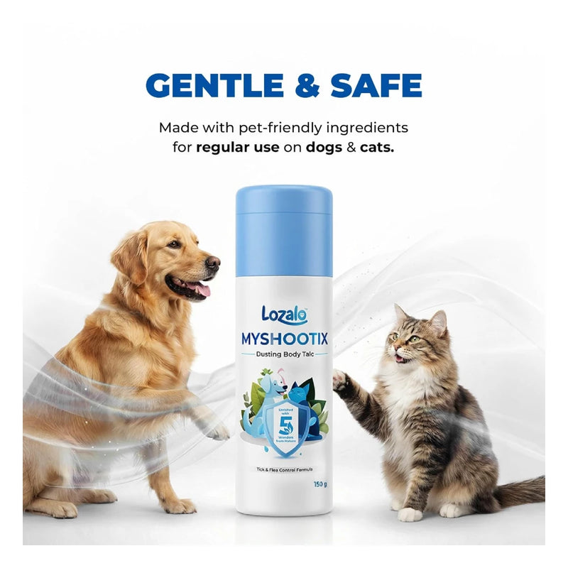 Lozalo Tick and Flea Dusting Powder for Dogs and Cats 150g | Myshootix Anti Tick Flea Control Body Talc for Pets | Pet Skin Care Powder for Itching, Relief and Grooming | Easy to Use Pet Dusting Talc - Image 6