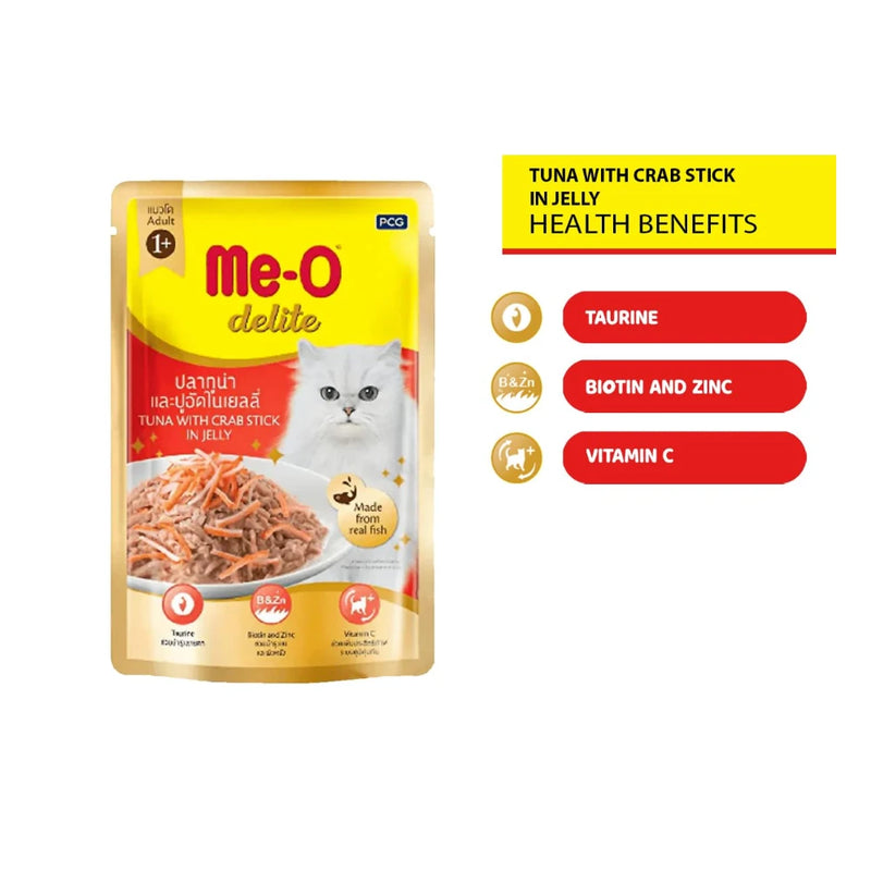 Me-O Delite Tuna with Crab Stick in Jelly for Adult - 70 g - Pack of 12 - Image 2