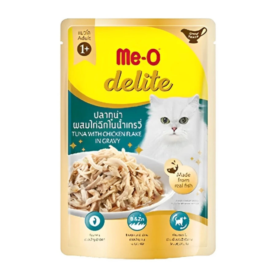 Me-O Delite Tuna with Chicken Flake in Gravy for Adult - 70 g - Pack of 12