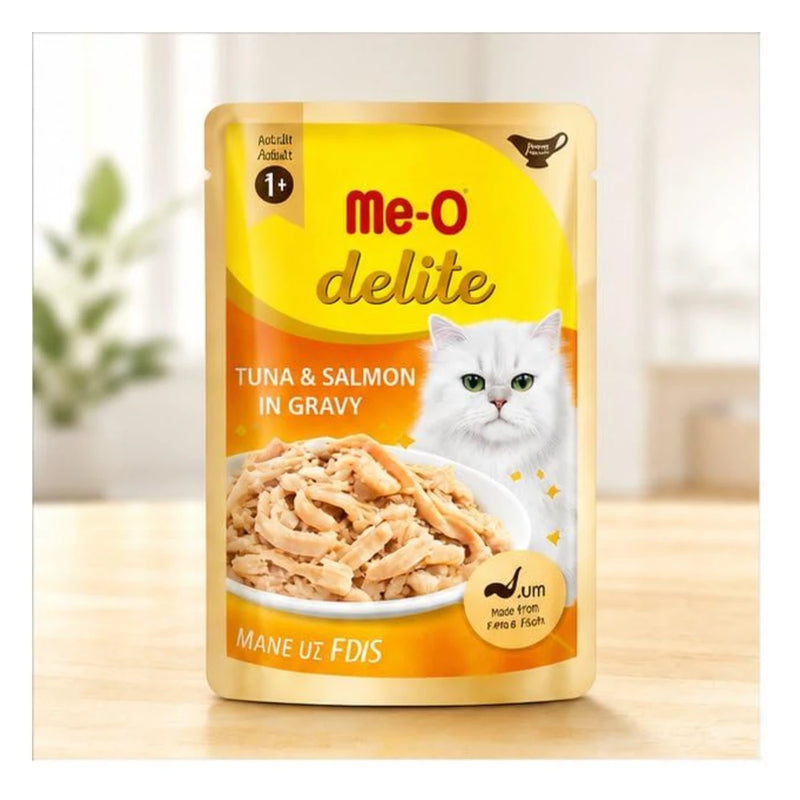 Me-O Delite Tuna with Salmon in Gravy for Adult - 70 g - Pack of 12 - Image 2