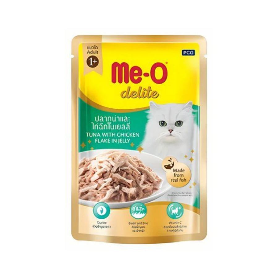 Me-O Delite Tuna with Chicken Flake in Jelly for Adult - 70 g - Pack of 12