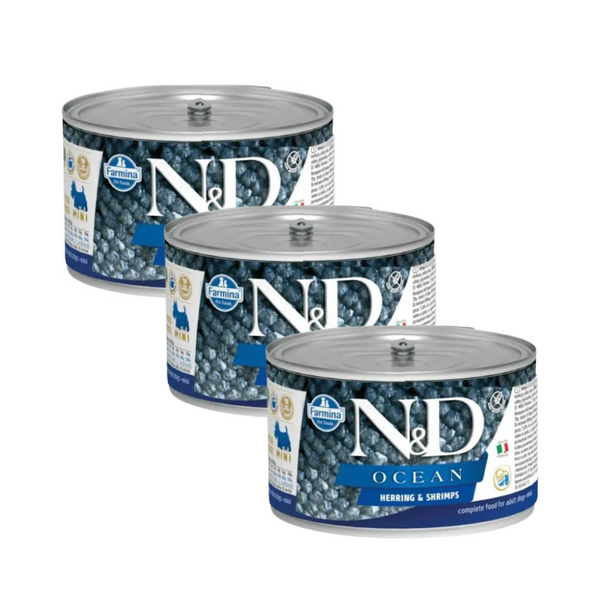 N&D Ocean Herring & Shrimp Adult Mini, Dog Wet Food, 140g (Pack of 3) Ingredients