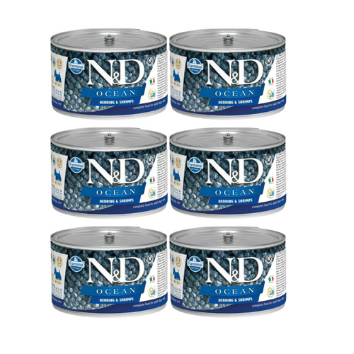 N&D Ocean Herring & Shrimp Adult Mini, Dog Wet Food, 140g (Pack of 6)