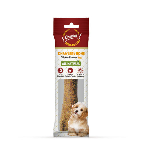 Gnawlers Chicken Large Bones Treat - Rawhide Alternative 1 Pc for Dogs (Pack of 2)