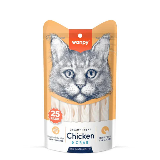 Wampy Creamy Treat - Chicken & Crab Flavor 25 Pc Pack, 350g Ingredients