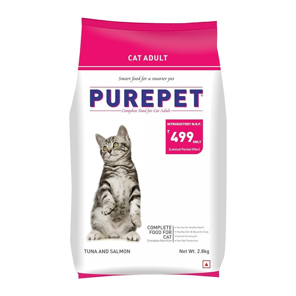 Purepet Adult Dry Cat Food Tuna & Salmon Flavour, 2.8 kg Pack Ingredients