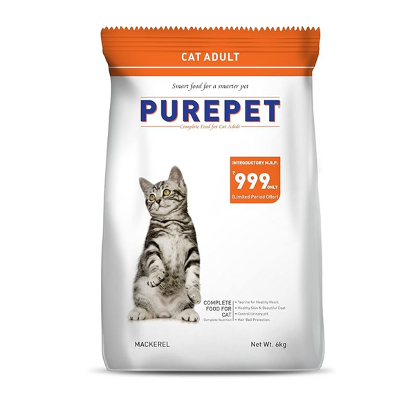 Purepet Adult Dry Cat Food Mackerel Flavour, 6 kg Pack Ingredients