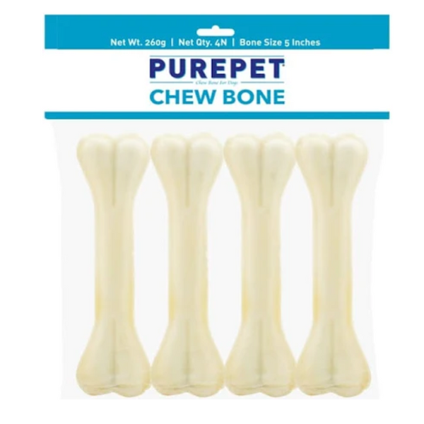 Purepet Dog Treat Chew Bones,12.7Cm 260g Pack of 4 Bones, All Life Stages Ingredients