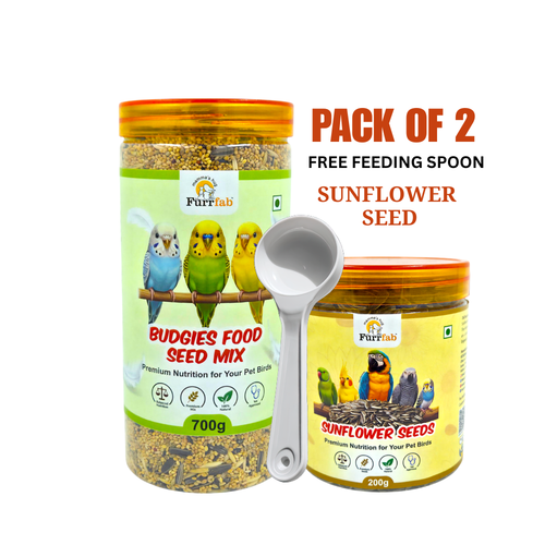 Furrfab Budgies Seed Mix Combo Pack (700g + 200g Sunflower Seeds)
