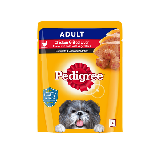 PEDIGREE Adult Wet Dog Food, Chicken Grilled Liver in Loaf with Vegetables, 70g