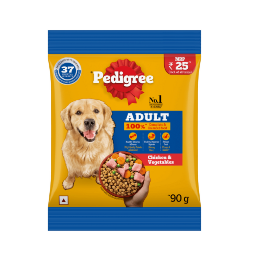 PEDIGREE Chicken and Vegetables for Adult Dogs Dry Food, 90g