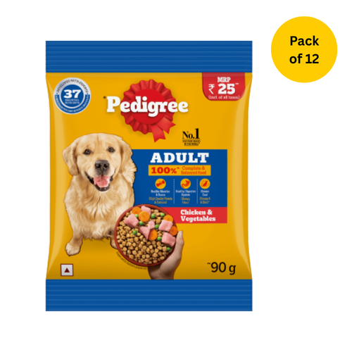 PEDIGREE Chicken and Vegetables for Adult Dogs, Dry Food 90g