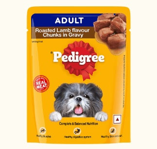 PEDIGREE Adult Wet Dog Food, Roasted Lamb Flavour Chunks in Gravy Pouch, 70g Ingredients