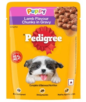 PEDIGREE Puppy Wet Dog Food, Lamb Flavour Chunks in Gravy Pouch, 70g Ingredients