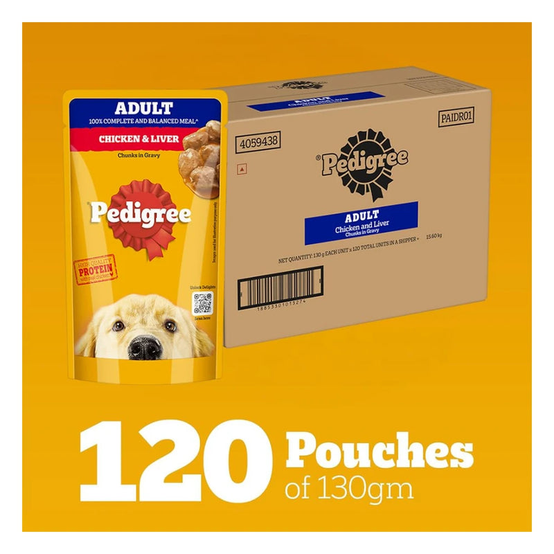 Pedigree Adult Chicken & Liver Gravy Wet Dog Food, Complete & Balanced Meal for Adult Dogs - Image 5
