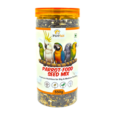 Furrfab Parrot Food Seed Mix, 400g | Premium Natural Bird Food for Macaws, Cockatoos, African Greys & Ringnecks