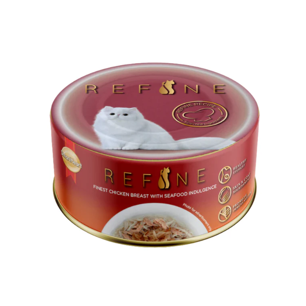 Smart Heart Refine Finest Chicken Breast Seafood Indulgence Adult Cat Tin, 80g (Pack of 12) Ingredients