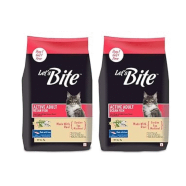 Let's Bite Active Adult Ocean Fish Dry Cat Food (1+1)Kg Ingredients