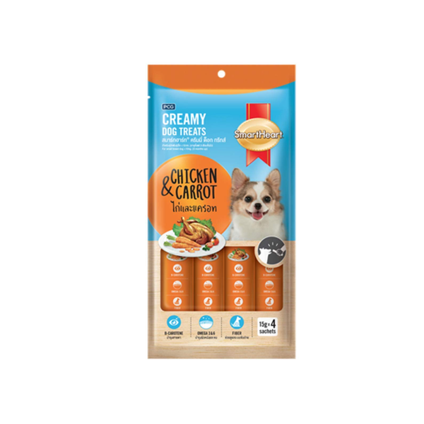 Smart Heart Creamy Dog Treats (Chicken and Carrot), 60g Pack of 6 Ingredients