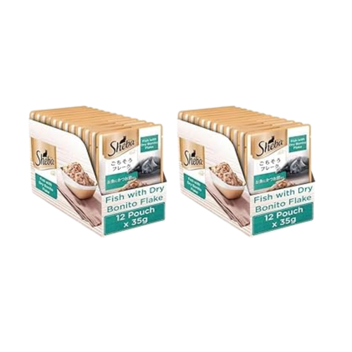 Sheba Rich Premium Adult (1+ Years) Wet Cat Food, Fish with Dry Bonito Flavour, 35 g Pouch