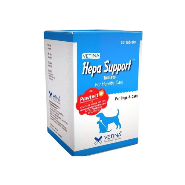 Vetina Hepa Support for Hepatic Care for Dogs and Cats, 30 Tablets Ingredients