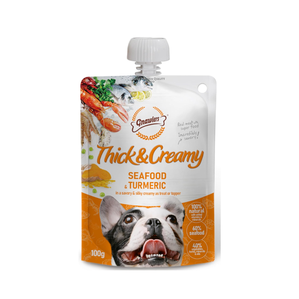 Gnawlers Thick & Creamy Dog Treat - Seafood & Turmeric Flavor, 100g Ingredients