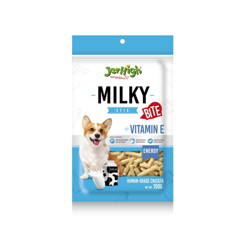 JerHigh Milky Bite Stix Fully Digestible High Protein Treats for Dogs,100gm