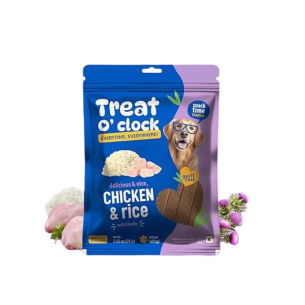 Natural Remedies Treat O'clock Chicken and Rice Treats- 75 gm (Pack of 4) Ingredients