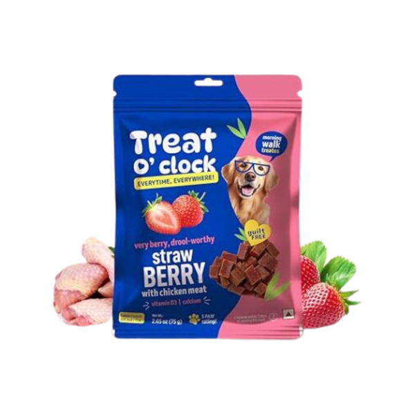 Natural Remedies Treat O'clock Strawberry with Chicken Meat Treats- 75 gm (Pack of 4) Ingredients