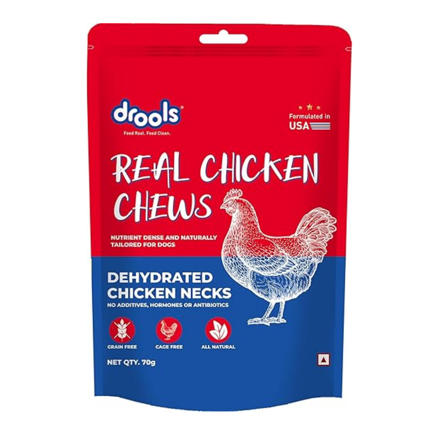 Drools Dog Treats, Dehydrated Real Chicken Chews Necks, 70g