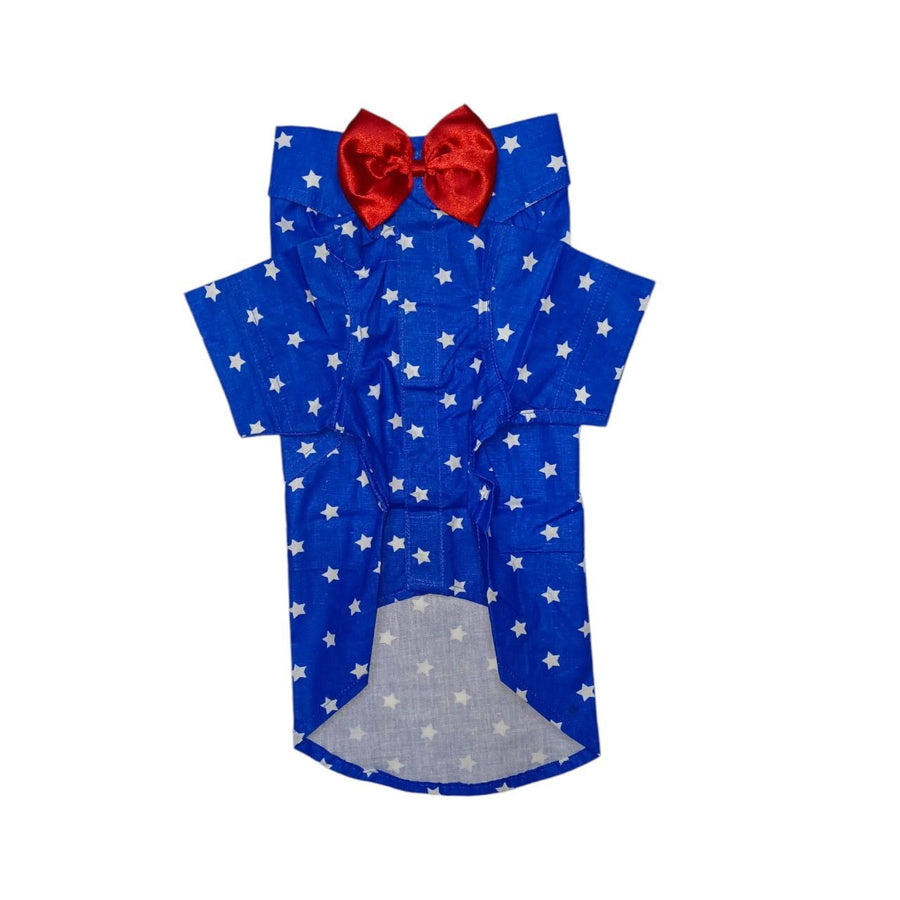 Furrfab Red Bow Navy Star Pop Shirt for Dogs