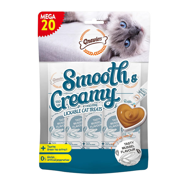 Gnawlers Mussel Flavor Cat Creamy Treat Pack of 20 Tubes, 60g Ingredients