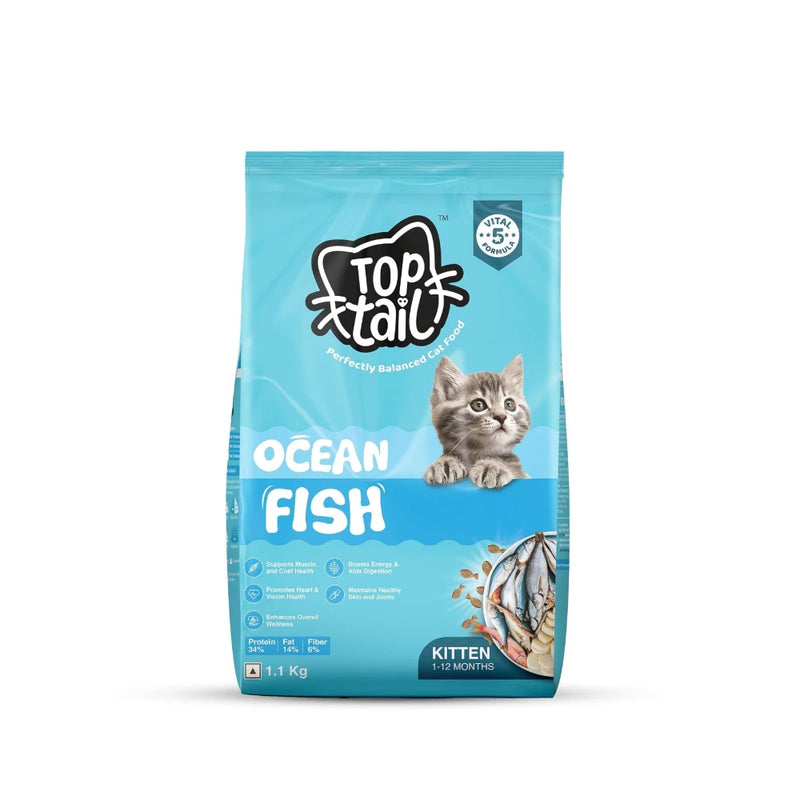 TOPTAIL Ocean Fish Food for Kitten 1-12 Month- Dry, Cat Food is Specially Crafted Chicken & Tuna Oil Support Lean Muscles, a Shiny Coat, Healthy Skin, & Joint Health | Pack of 1 - Image 2