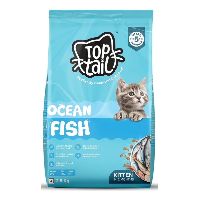 TOPTAIL Ocean Fish Food for Kitten 1-12 Month- Dry, Cat Food is Specially Crafted Chicken & Tuna Oil Support Lean Muscles, a Shiny Coat, Healthy Skin, & Joint Health | Pack of 1 - Image 3