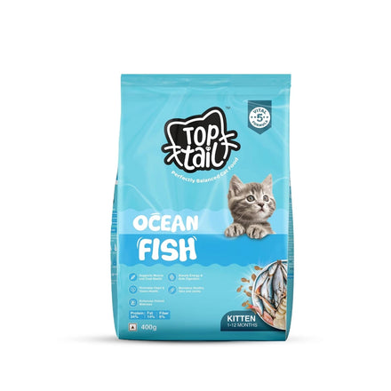 TOPTAIL Ocean Fish Food for Kitten 1-12 Month- Dry, Cat Food is Specially Crafted Chicken & Tuna Oil Support Lean Muscles, a Shiny Coat, Healthy Skin, & Joint Health | Pack of 1