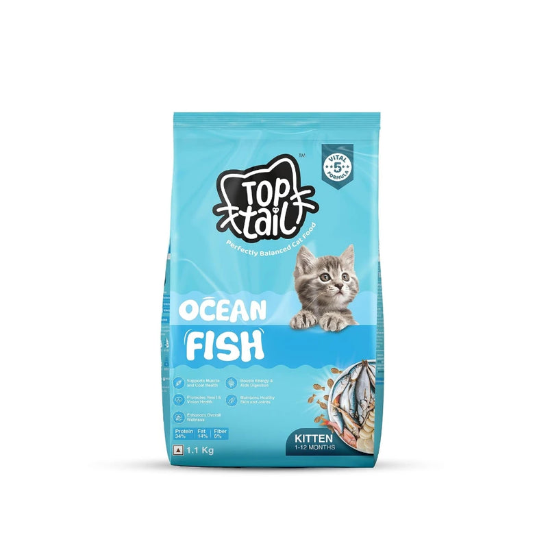TOPTAIL Ocean Fish Food for Kitten 1-12 Month- Dry, Cat Food is Specially Crafted Chicken & Tuna Oil Support Lean Muscles, a Shiny Coat, Healthy Skin, & Joint Health | Pack of 1 - Image 4