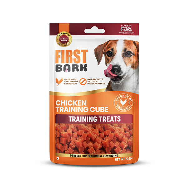 First Bark Chicken Training Cubes Jerky Dog Treat, 70 gm Ingredients
