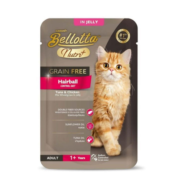 Bellotta Nutriplus Grain Free Pouch - Hairball Control Diet, 65g (Pack of 12) Ingredients