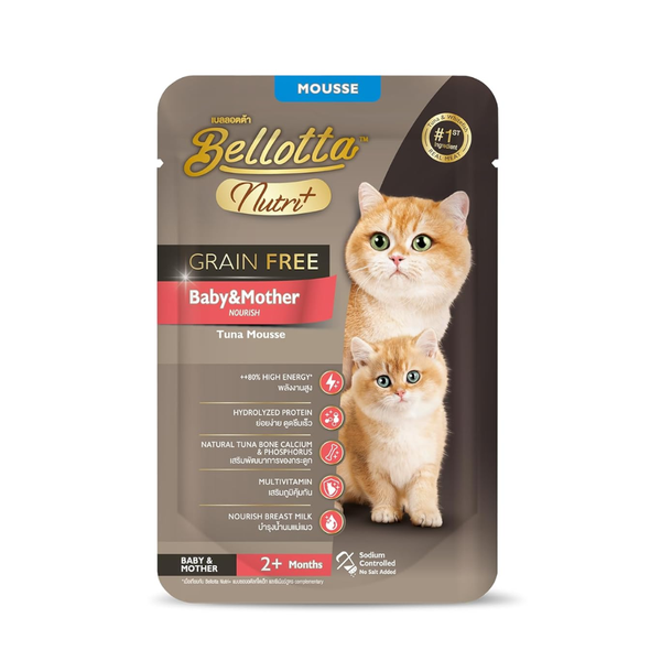 Bellotta Super Premium Nutriplus Gain Free - Baby & Mother Tuna Mousse, 65g (Pack of 12) Ingredients