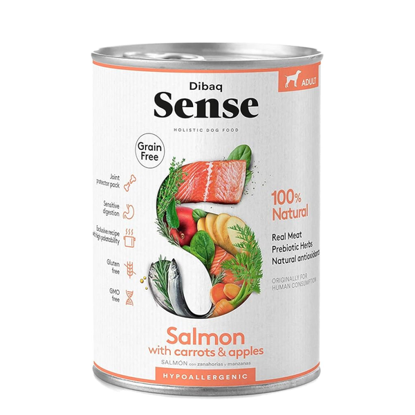 Dibaq Sense Salmon with Carrots & Apples Adult Wet Dog Food, 380g Ingredients