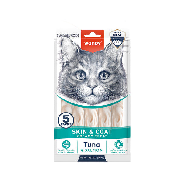 Wampy Creamy Treat for Cats - Skin & Coat Tuna Salmon Flavor, 70g Ingredients