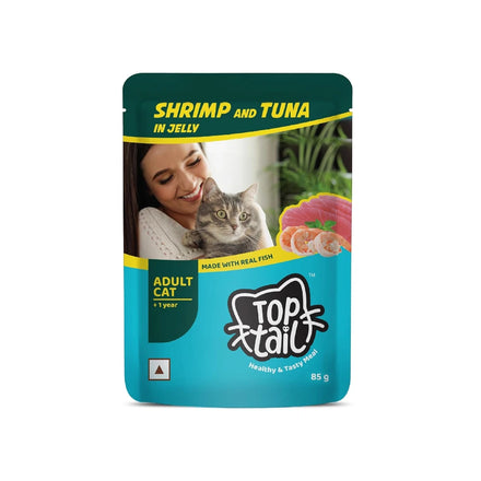 Top Tail Wet Cat Food Jelly Form | for 1+ Year Adult Cat Food High Protein & Omega 3, Healthy Skin & Coat | No Artificial Preservatives | (85g Each Pack) (Pack of 12, Mackerel)
