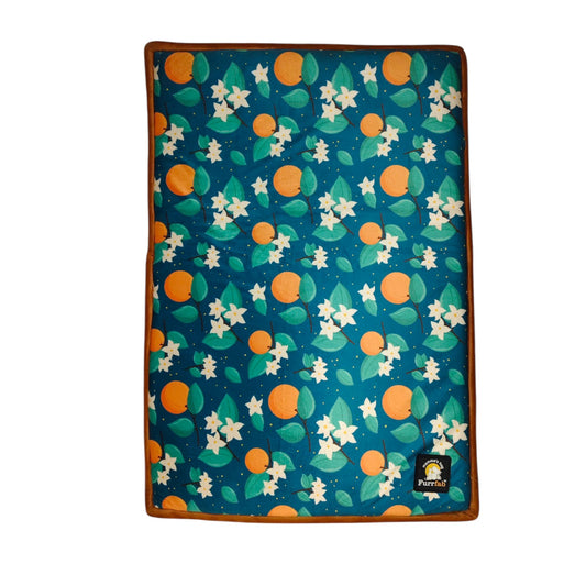 Furrfab Orange Green Print Pet Mat